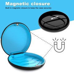 BVN Slim Retainer Case – Circular case, Black shell+blue silicone pad