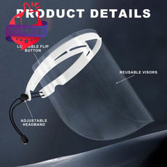 Full Protection Face Shield 10 Pack White – Lightweight Clear Polycarbonate