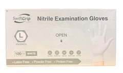 NEW SwiftGrip Powder-Free Nitrile Gloves L 100ct box Disposable White