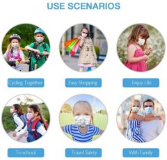 50 Pack Kids Face Mask Disposable Girls boys unisex face Cover 3 Layer Masks