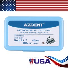 AZDENT Tubos bucales de ortodoncia dental 1er molar Bondable Roth 022 monobloque