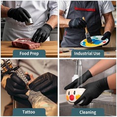 Black Nitrile Disposable Gloves, 5mil, Powder/Latex-Free, Medical Exam 100 PCS