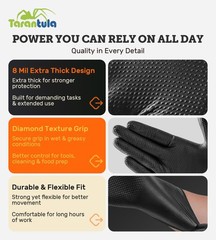 Tarantula 8-mil Disposable Nitrile Gloves, Heavy-Duty Fully Diamond Textured,…