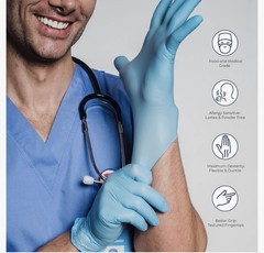 1000 ct Blue Nitrile Disposable Gloves Powder Free