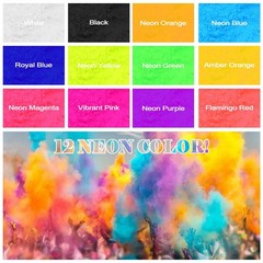 12 Colors (Black, White, Green, Blue, Royal Yellow, Orange, Amber Magenta,…