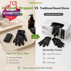 Individually Wrapped Black Nitrile Gloves X-large, 510(k)-cleared 5 Mil