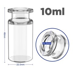1000PCS 10ml Sample Vials+Aluminum Caps 20mm Crimp Top Clear Glass Bottle HPLC