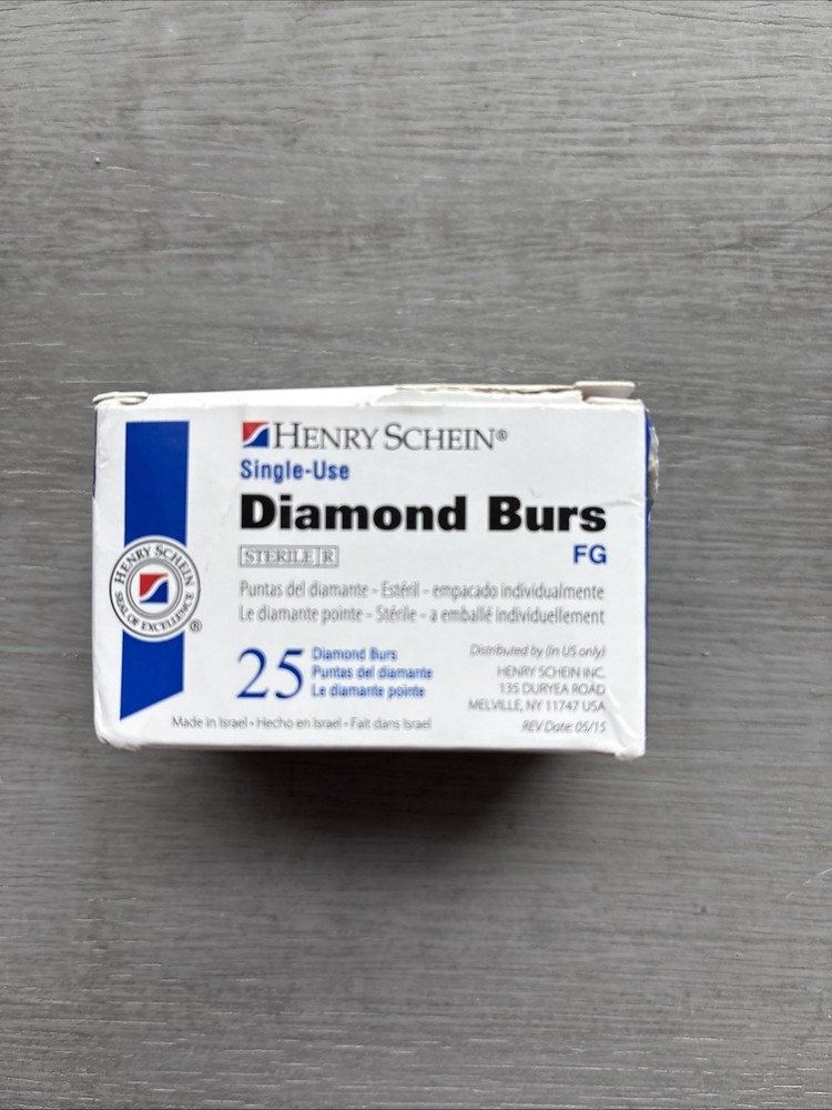 Henry Schein 25 single-use Fine Diamond burs 112-5062 – Exp 3/2030