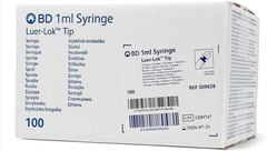 BD Syringe 1 mL Luer-Lok tip STERILE Box of 100 #309628 Brand New EXP.08-2030
