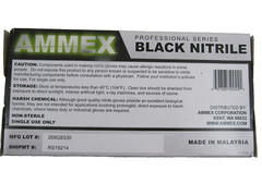 Ammex Professional Black Nitrile Exam Gloves 100 Pack Size XL Powder Free