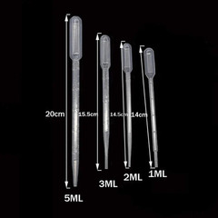 100pcs Disposable Plastic Pipettes: 1/2/3/5ml Graduated Transfer Droppers – NEW