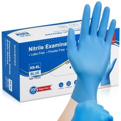 Schneider Nitrile Exam Gloves – L, 200-ct Box,Blue, Latex Free, Powder Free,