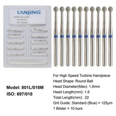 Dental Diamond Burs Round Ball Surgical Bur FG Coarse Fine Long High Speed 801