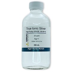 True Free Silver Ions (Ag++): 20 ppm, 99.99+% Purity – 250 mL in Glass