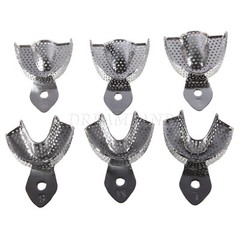 Dental Impression Trays Stainless Steel Perforated 6PC Upper+Lower S/M/L SKYSEA