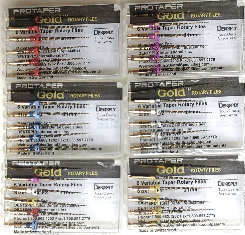 Dentsply ProTaper Gold Rotary Files F1,F2,F3,S1,S2,SX-F3, SX19 21mm 6 file pkg 1