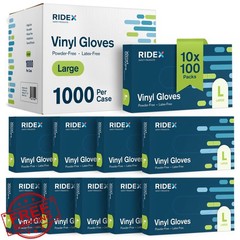Ridex Vinyl Gloves Large 1000 Count Clear