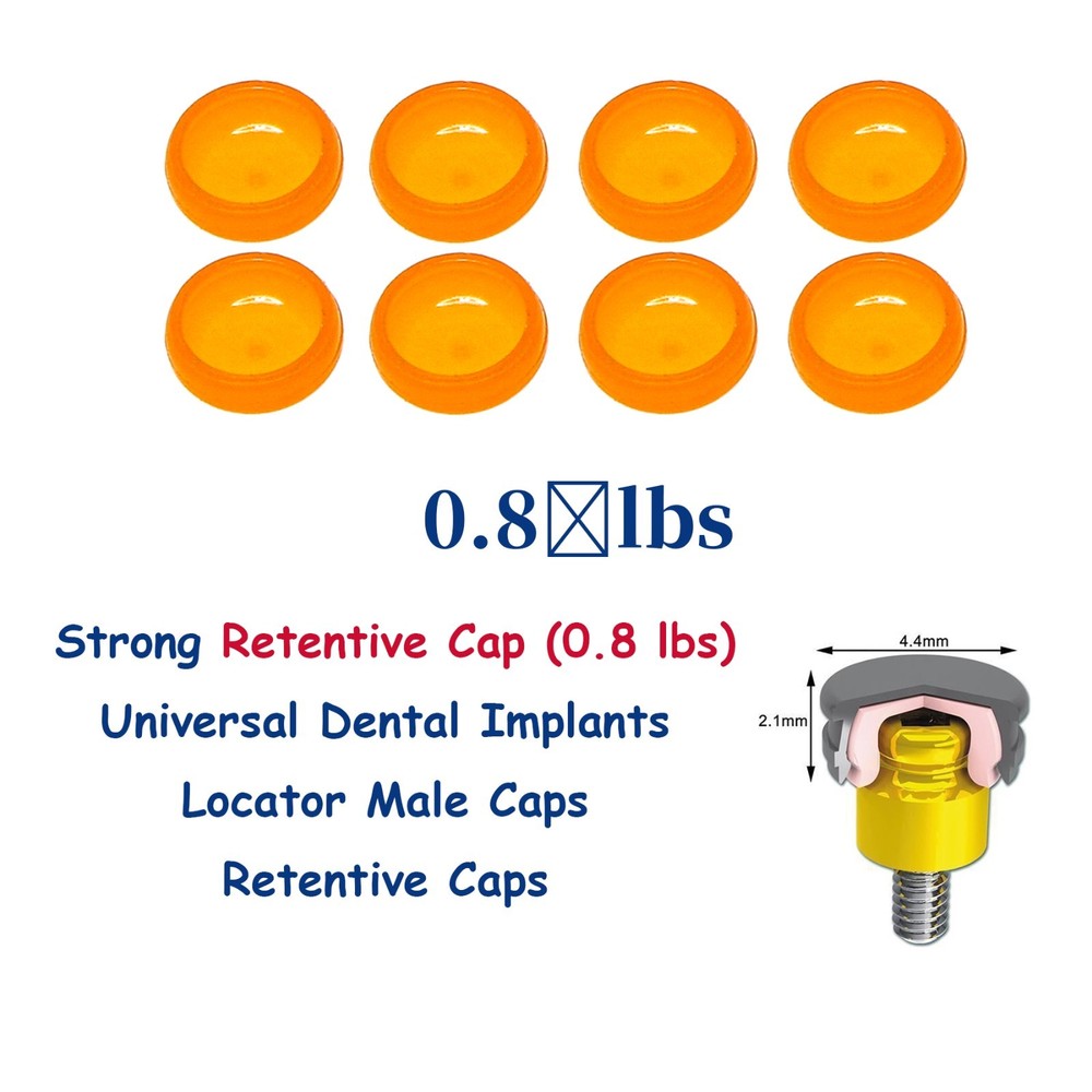 US 8PCS Dental Locator Overdenture Retention Caps & Metal Housing–PEEK Material