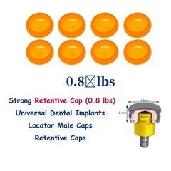 US 8PCS Dental Locator Overdenture Retention Caps & Metal Housing–PEEK Material