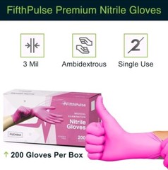 Fifth Pulse Nitrile Exam Latex Free & Powder Free Gloves – Fuchsia 200 Gloves