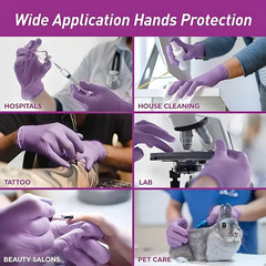 Fuchsia Nitrile Disposable Gloves Latex-Free 10PCS Mil Cleaning Gloves purple