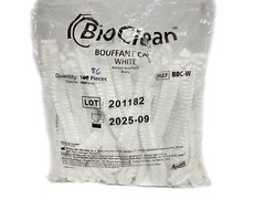 (86 Pcs) ANSELL BioClean White Polypropylene 19” Bouffant Caps Universal BBC-W