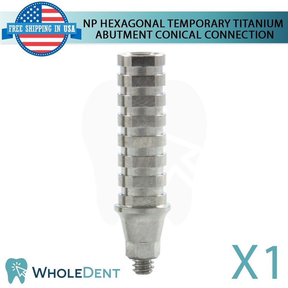 1x NP Conical Connection Hexagonal Temporary Titanium Abutment Dental Ø4.5mm