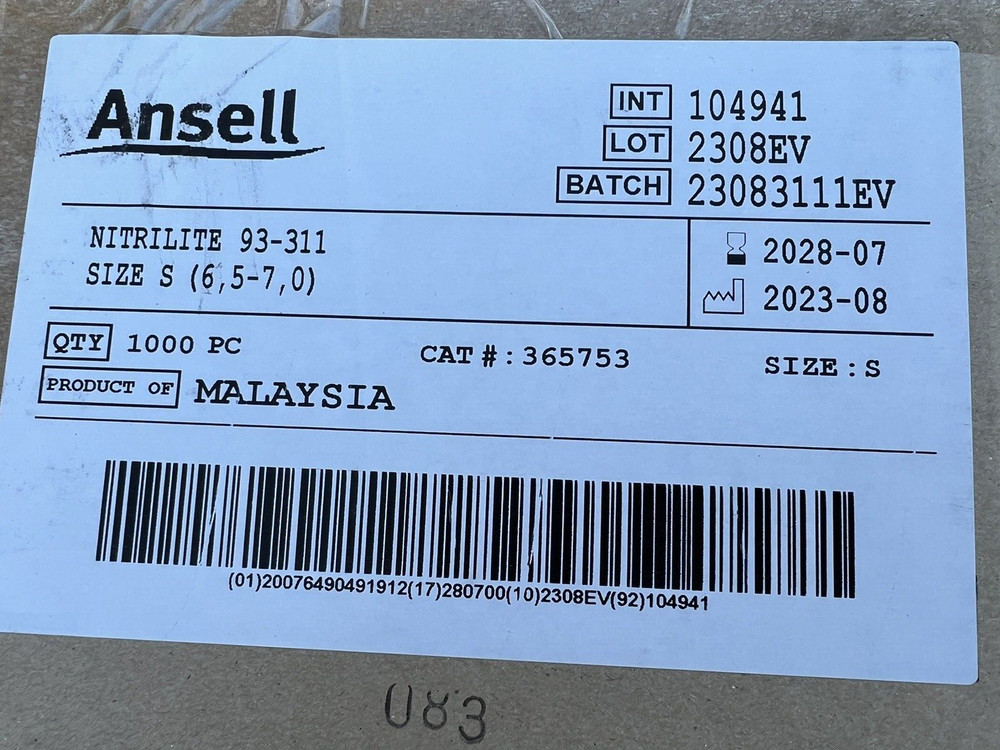 Ansell Nitrilite 93-311 Clean Nitrile Gloves 100 Count Powder Free 5.1 mil Lot