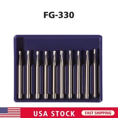 100/Pk Dental Midwest FG #330 Shank Pear Shaped Carbide Burs Bulk 19mm