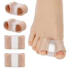 4Pcs Silicone Toe Spacers Lining with Fabric Breathable Soft Spacer Beige