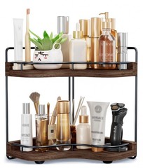 2-Tier Corner Bathroom Counter Organizer with Embedded Screw Holes, Secure & Sta