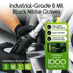 Heavy Duty Disposable Nitrile Gloves | Latex Free, 6mil Black & 8mil Orange | Fo
