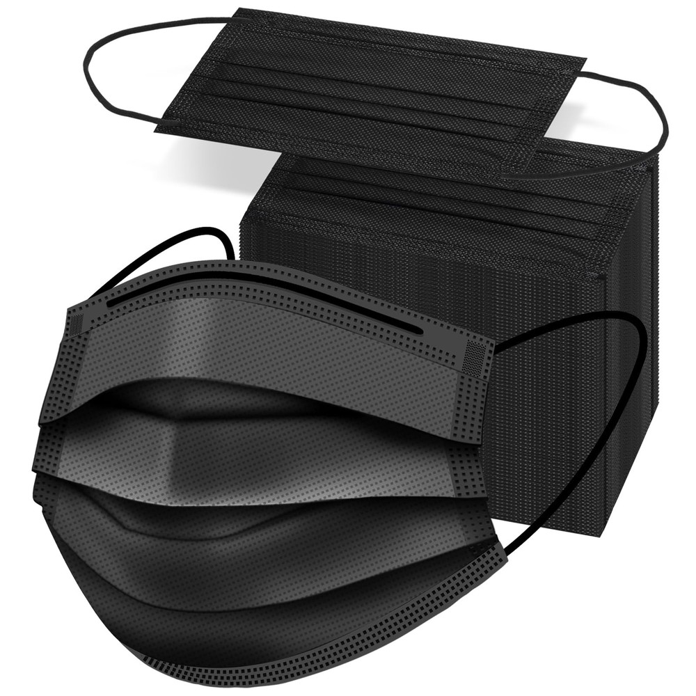 ZTANPS 50PCS Disposable Face Masks, Black Masks, 3 Layer Protection Black Dispos