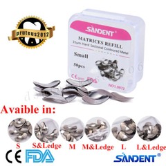 50Pcs Dental Metal Matrices Matrix Band Sectional Contoured Refill S/M/L 35μm DK