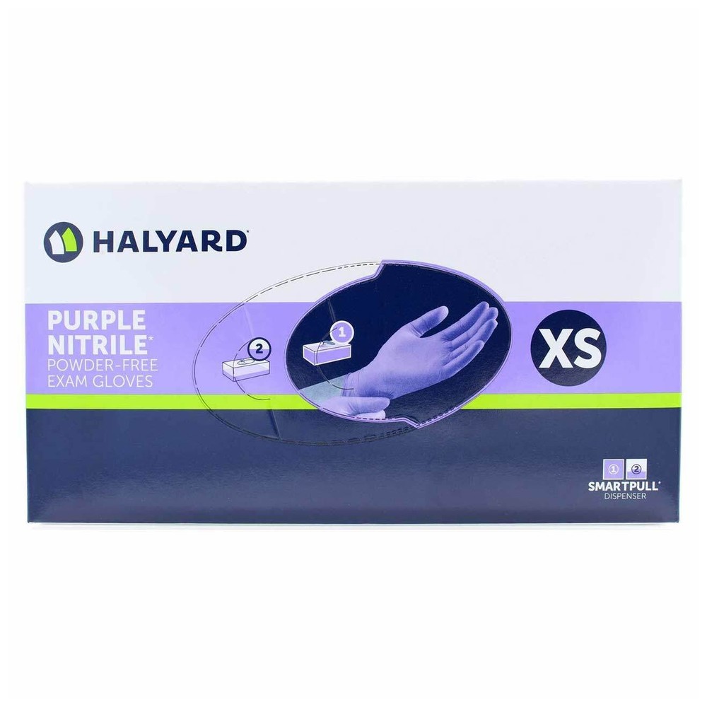 Halyard Purple Nitrile Exam Gloves, Powder – Free, X – Small, 55080 (Box of 100)