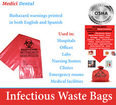 BIOHAZARD Infectious Waste Bags Red Adhesive Bag, 5 Size, Meets OSHA requirement