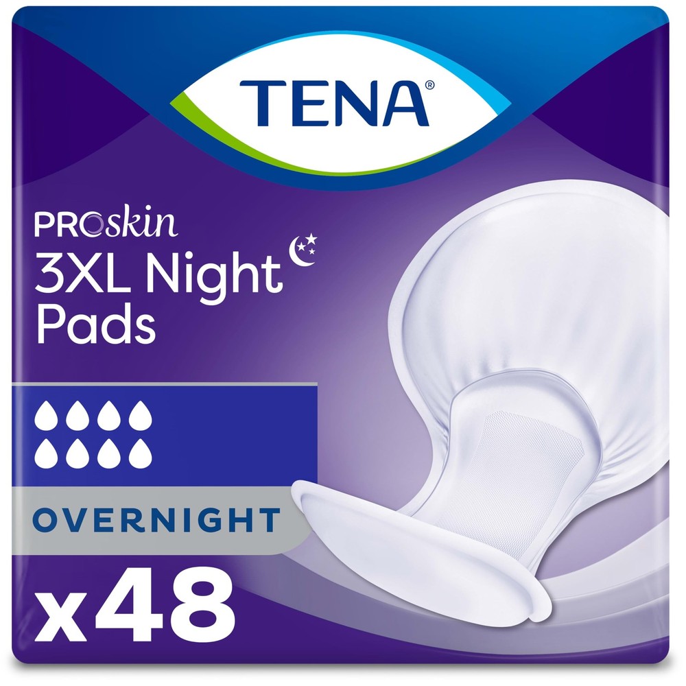 Tena Proskin 3Xl Overnight Incontinence Pads For Women And Men 48 Count