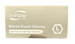 NEW SwiftGrip Powder-Free Nitrile Gloves L 100ct box Disposable White
