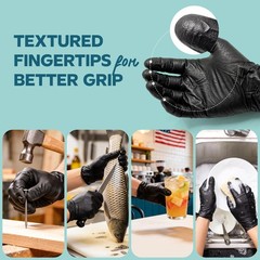 Comfy Package Black Nitrile HEAVY DUTY 6 Mil. Chemical Resistance, Latex & Po…