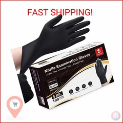 Schneider Nitrile Exam Gloves, Black, Medium, Box of 100, 5 Mil Thick Disposable