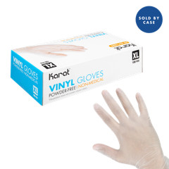 Karat Vinyl Powder-Free Gloves (Clear) – X-Large – 1,000 ct, FP-GV1009