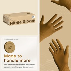 SUP Nitrile Gloves, PowderFree, Food Safe, 100 Count, Medium, Tan