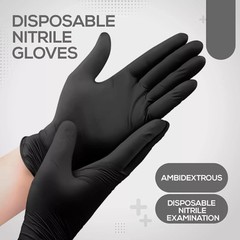 Black Nitrile Disposable Gloves Powder Free Latex Free 4.5 Mil & Size M – XXL