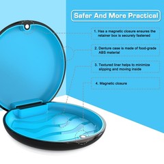 BVN Slim Retainer Case – Circular case, Black shell+blue silicone pad