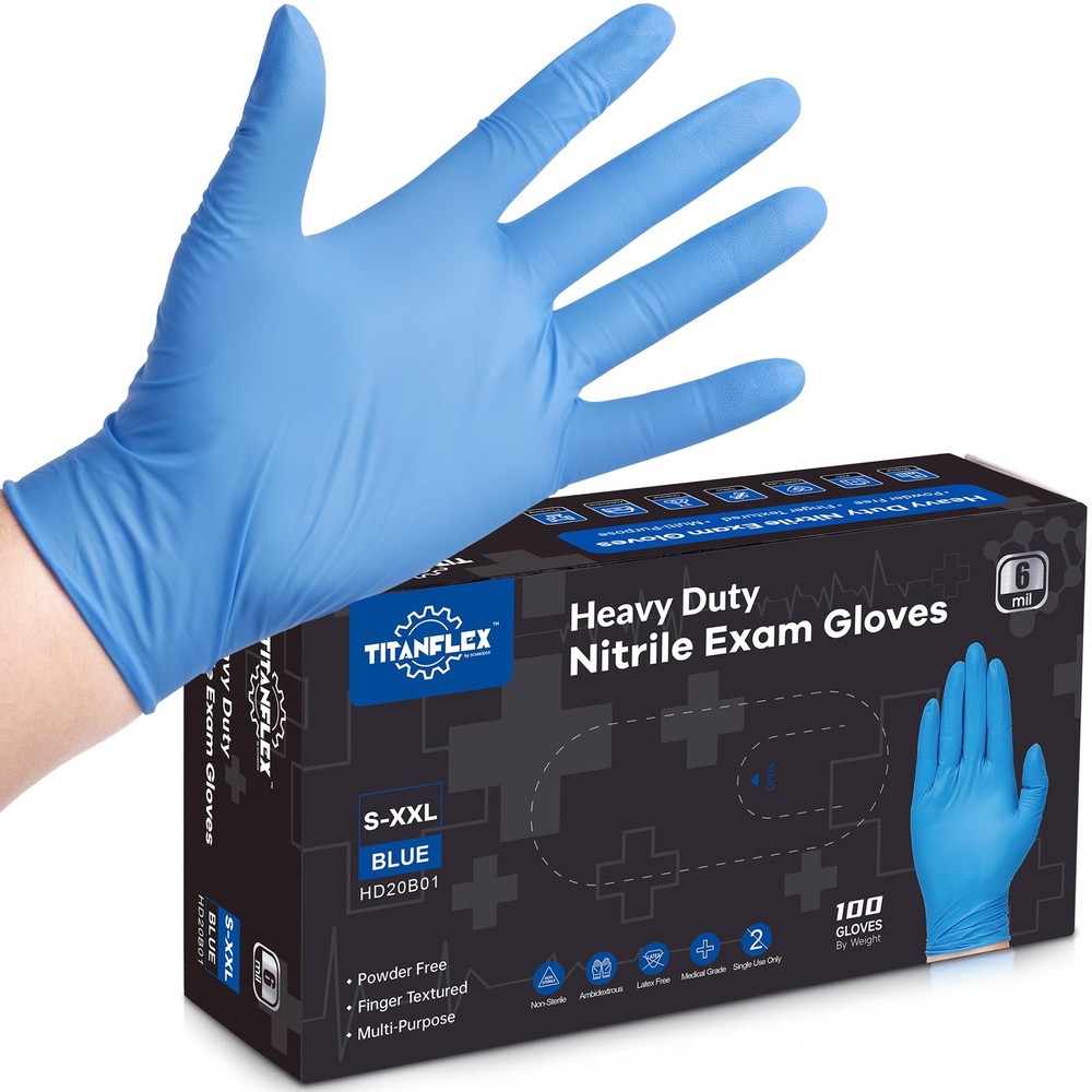 TitanFlex Nitrile Exam Gloves, Blue, Large (Pack of 100), Blue(large 100)