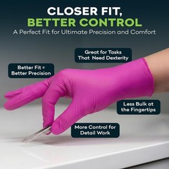 Fuchsia Hot Pink Nitrile Disposable Gloves 3 Mil Nitrile Powder & Latex Free