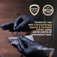 FifthPulse Chemo-Tested Fentanyl Resistant Nitrile Exam Gloves Black 100 Ct XL