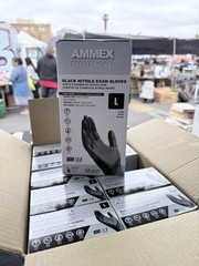 AMMEX Black Nitrile Exam Gloves, Case of 1000, 3 Mil, Size Large, Latex Free,