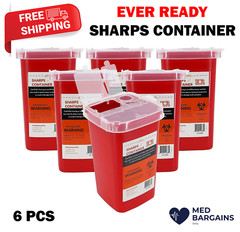 Ever Ready EVR202 Sharps Container Waste Disposal 1 Quarts / 32oz – RED 6PCS