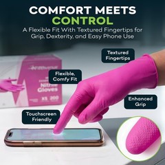 Fuchsia Hot Pink Nitrile Disposable Gloves 50 Count 3 Mil Nitrile Gloves Me…
